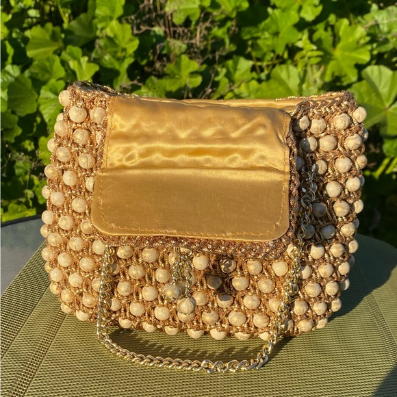 Vintage Gold and Pearl beaded Purse by Marcus Brothers made in Japan - Picture 2 of 6